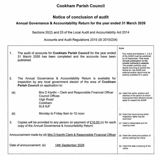 2026 Notice of conclusion of audit